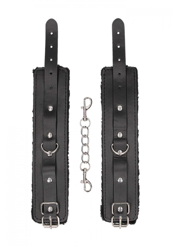 Plush Bonded Leather Hand Cuffs   With Adjustable Straps - obrazek 3