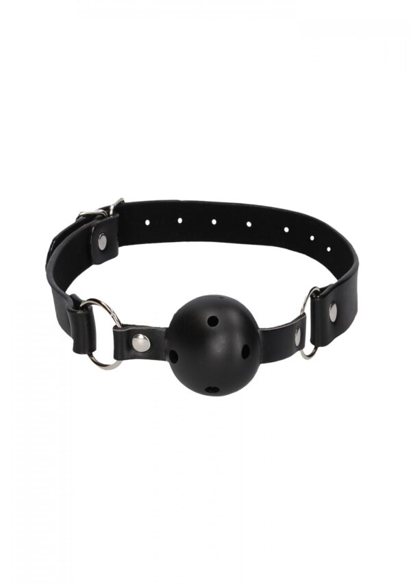 Breathable Ball Gag   With Bonded Leather Straps - obrazek 3