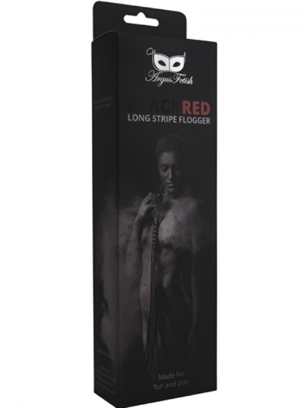 Black Red Long Stripe Flogger - obrazek 3