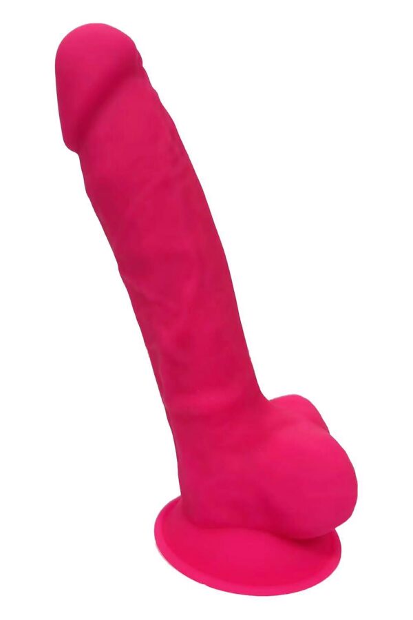 REAL LOVE DILDO WITH BALLS 7INCH FUCHSIA - obrazek 3