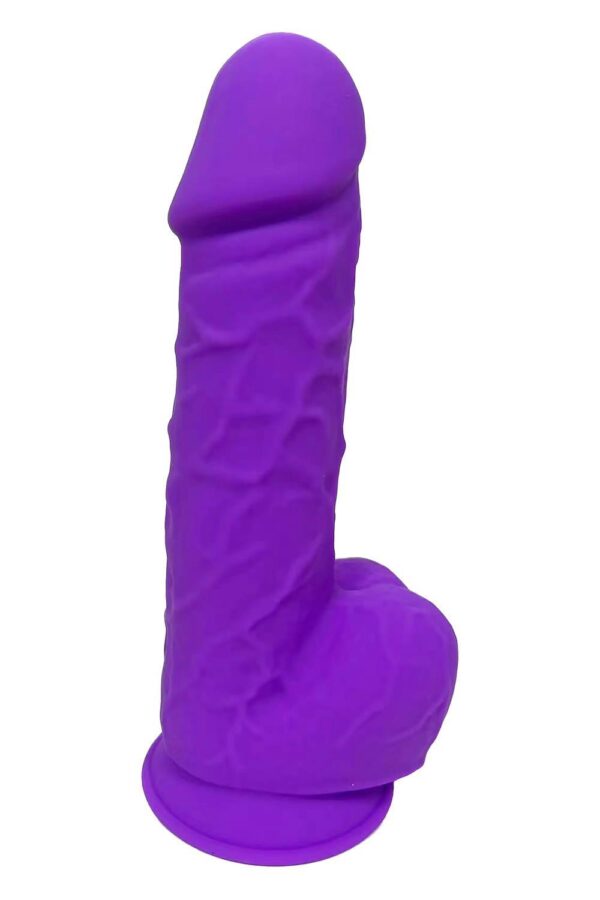 REAL LOVE DILDO WITH BALLS 8.5INCH PURPLE - obrazek 3