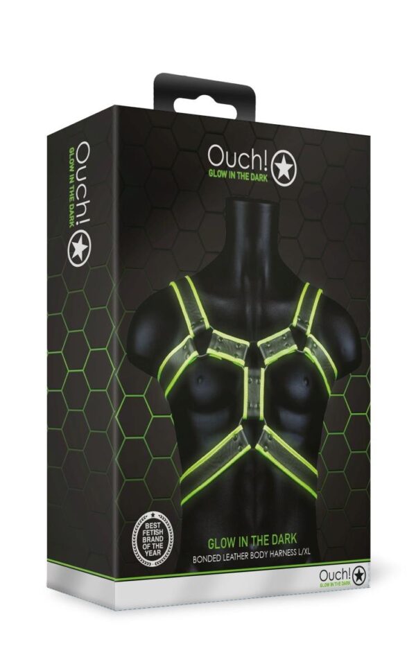 Body Harness   Glow in the Dark   Neon Green/Black   L/XL - obrazek 3