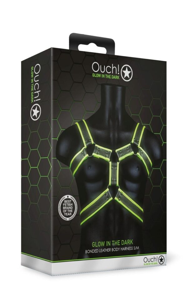 Body Harness   Glow in the Dark   Neon Green/Black   S/M - obrazek 3