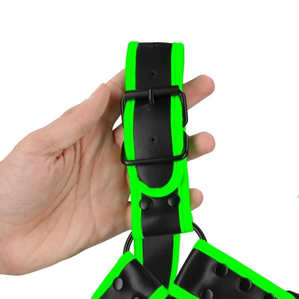 Buckle Bulldog Harness   GitD   Neon Green/Black   S/M - obrazek 3