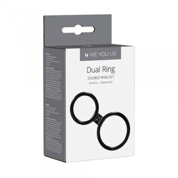 Pierścień  Me You Us Dual Ring Cock Ring Black - obrazek 3