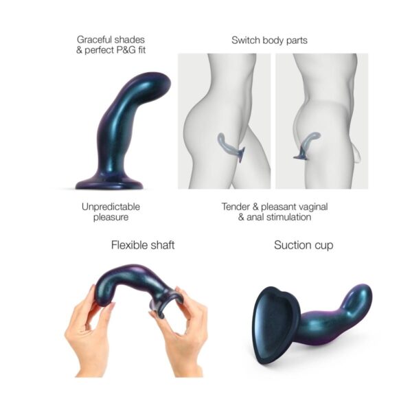 DILDO PLUG SNAKY BLEU METALLIC   M - obrazek 3