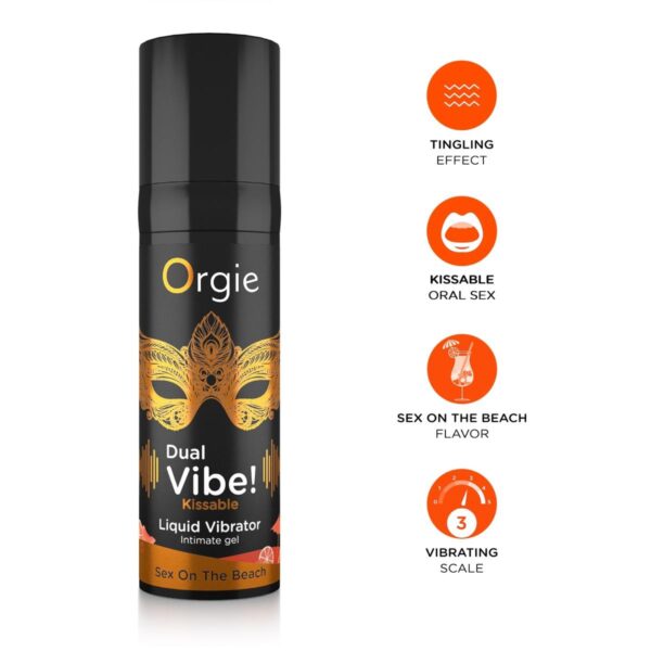 DUAL VIBE! SEX ON THE BEACH KISSABLE LIQUID VIBRATOR   15 ML - obrazek 3