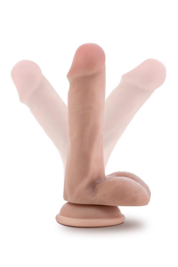 DR. SKIN PLUS  6 INCH POSABLE DILDO WITH BALLS  VANILLA - obrazek 3