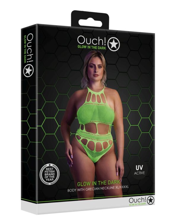 Body with Grecian Neckline   Neon Green   XL/XXXXL - obrazek 3