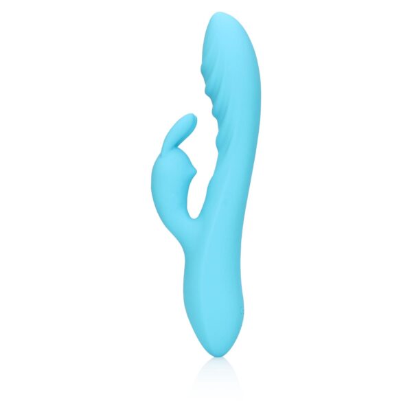 Ribbed Ultra Soft Silicone Rabbit Vibrator   Glacial Blue - obrazek 3