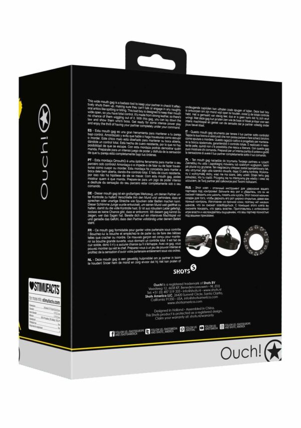 Open Mouth Gag with Plug Stopper   Black - obrazek 3