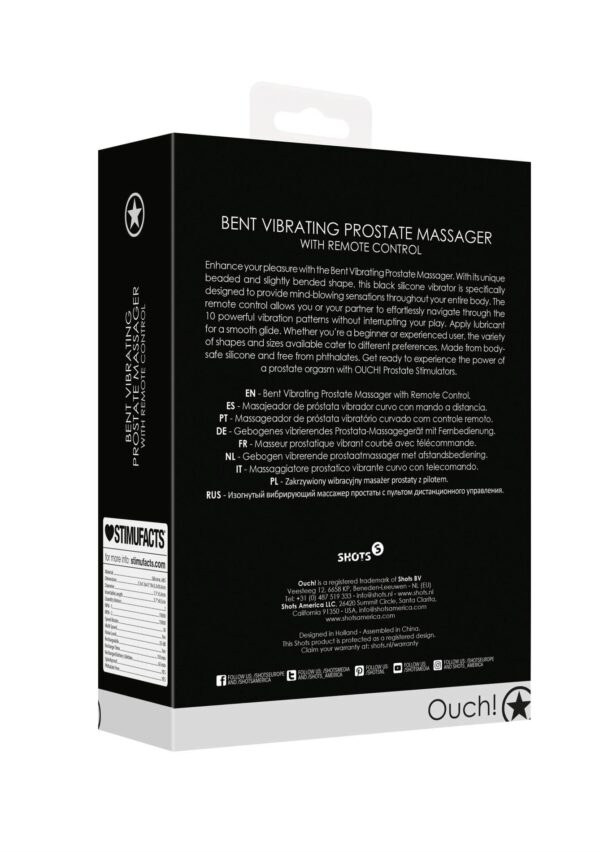 Bent Vibrating Prostate Massager with Remote Control   Black - obrazek 3