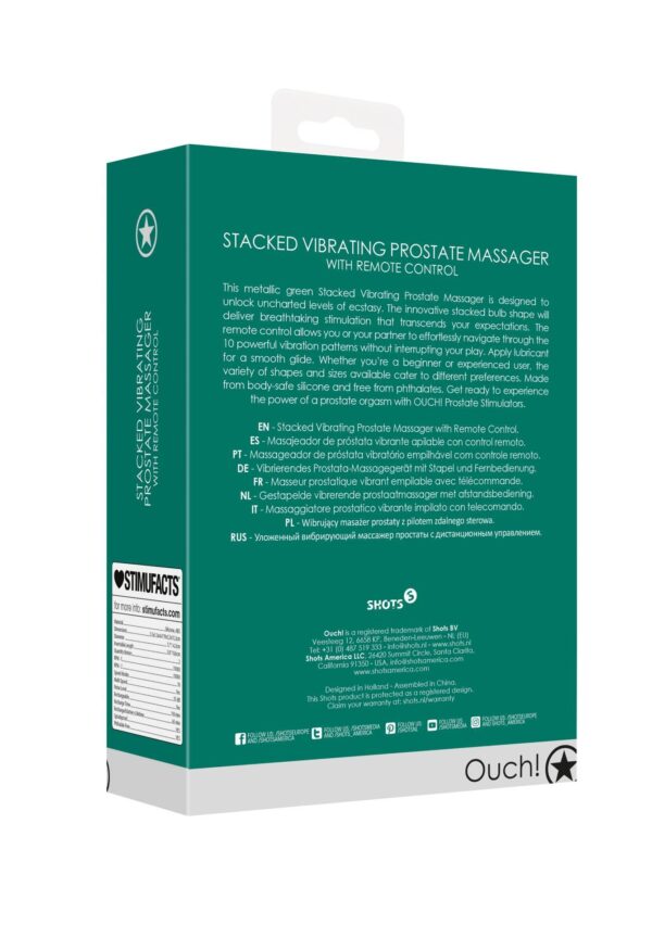 Stacked Vibrating Prostate Massager with Remote Control   Metallic Green - obrazek 3