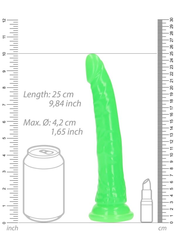 Slim Realistic Dildo with Suction Cup   Glow in the Dark   9 / 22,5 cm - obrazek 3