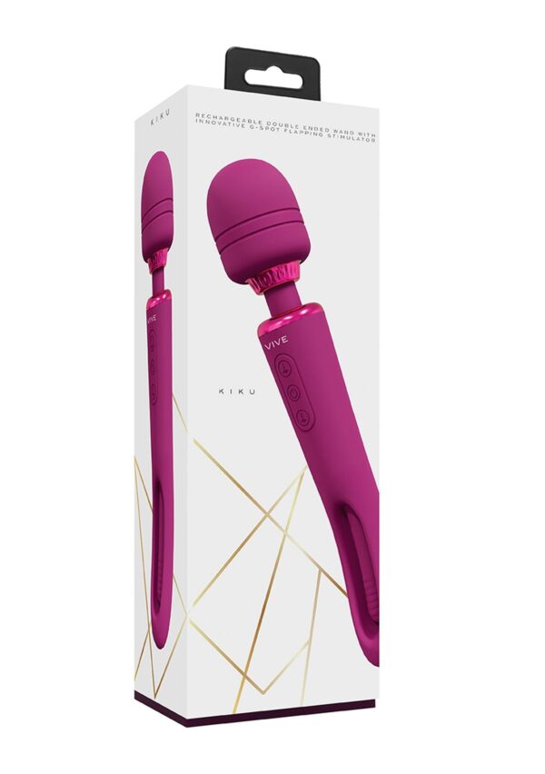 VIVE   Kiku   Rechargeable Double Ended Wand with Innovative G Spot Flapping Stimulator   Pink - obrazek 3