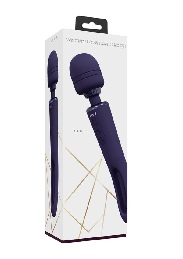 VIVE   Kiku   Rechargeable Double Ended Wand with Innovative G Spot Flapping Stimulator   Purple - obrazek 3