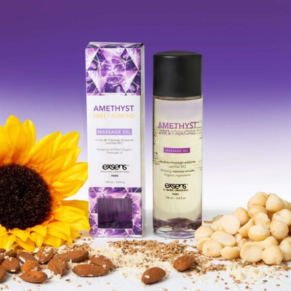 AMETHYST SWEET ALMOND Organic Massage Oil with stones 100 ml - obrazek 3