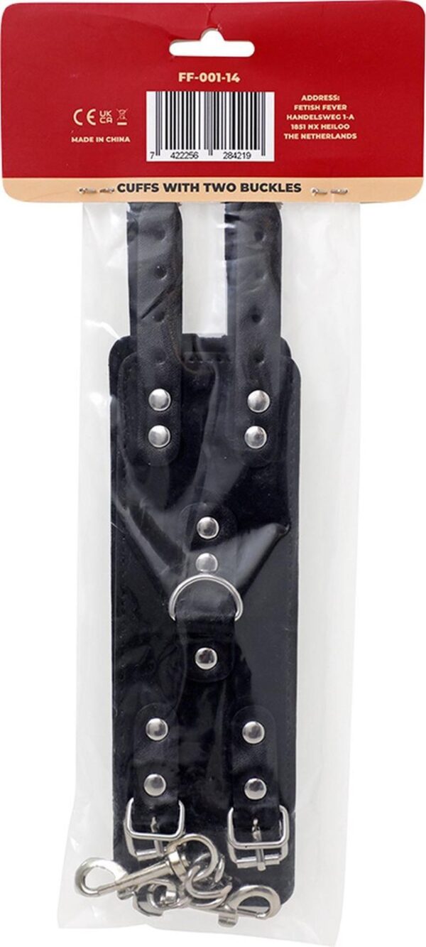 Fetish Fever   Cuffs with two buckles   Black - obrazek 3