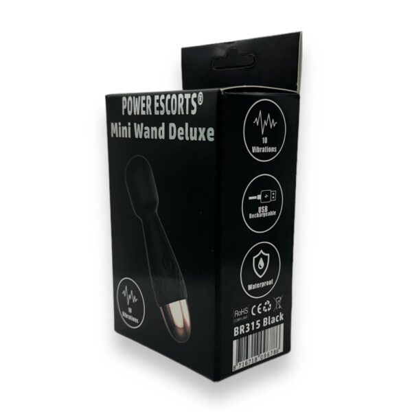 Power Escorts   Mini Wand De Luxe   Black   11,6 Cm / 4.5 Inch Silicone Wand Massager - obrazek 3