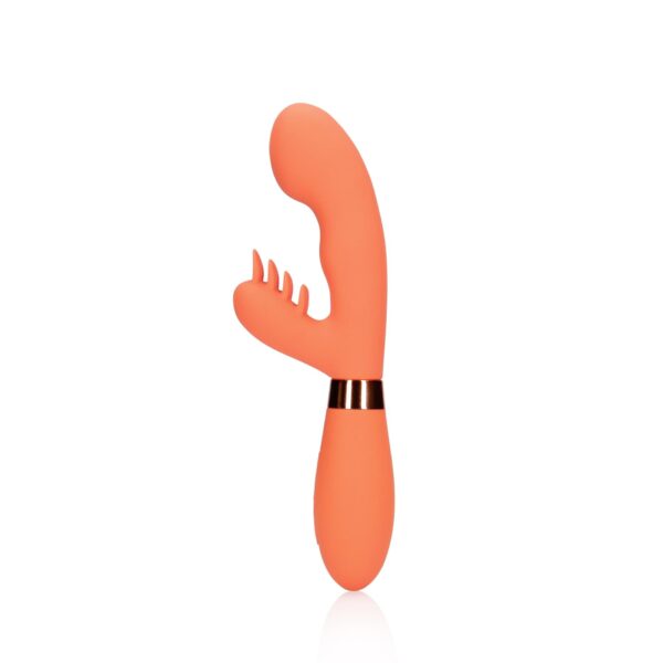Silicone Rabbit Vibrator with Ribbed Clitoral Stimulator - obrazek 3