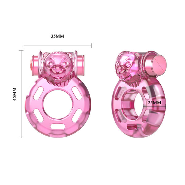 BAILE   Vibrating Cock Ring Bear Pink - obrazek 4