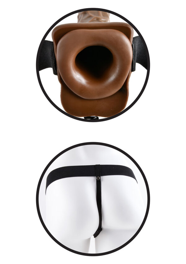 7 inch Hollow Strap On Balls Brown skin tone - obrazek 4