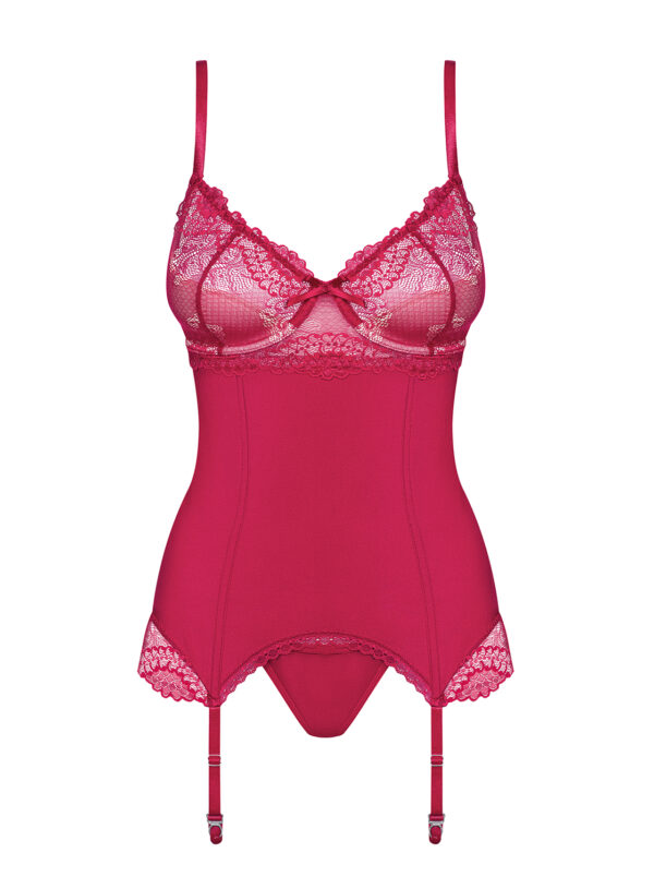Bielizna Rosalyne gorset i stringi czerwony  S/M - obrazek 4
