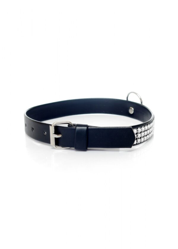 Fetish B   Series Collar with crystals 2 cm silver - obrazek 4