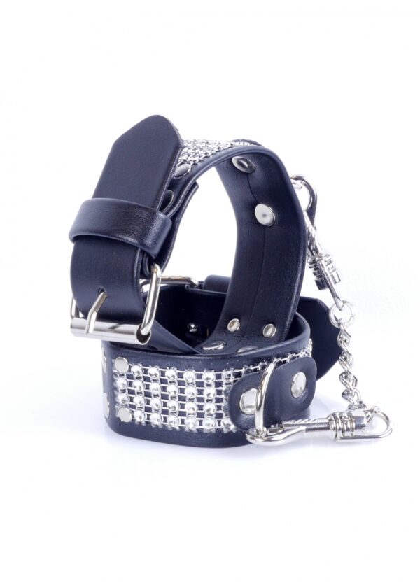 Fetish B   Series Handcuffs with cristals 3 cm Silver - obrazek 4