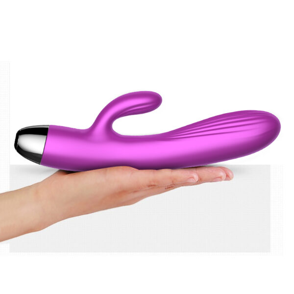 Wibrator Silicone Vibrator and Pulsator Purple USB 7+7 Function / Heating - obrazek 4