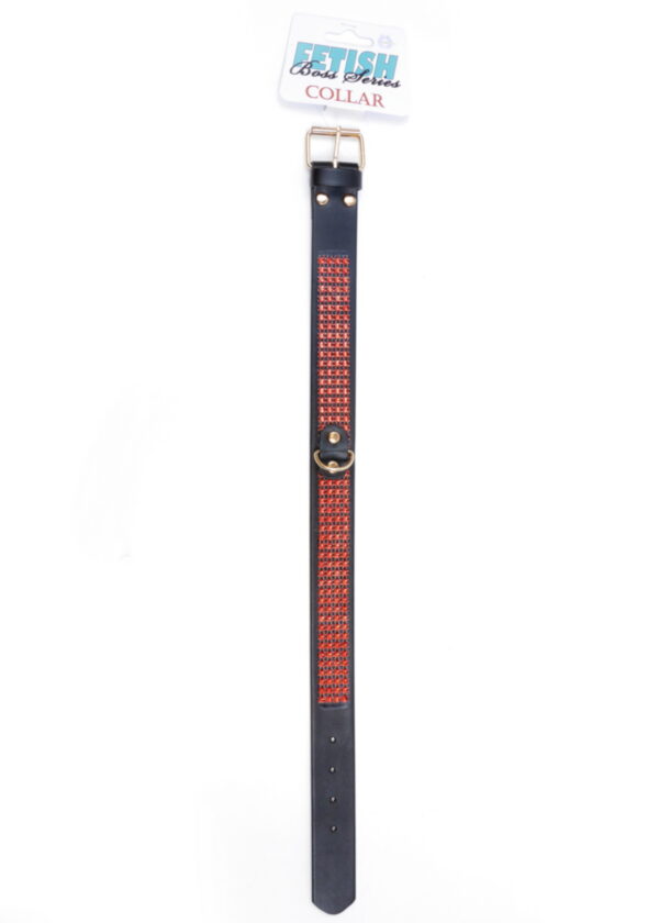 Fetish B   Series Collar with crystals 3 cm Red Line - obrazek 4