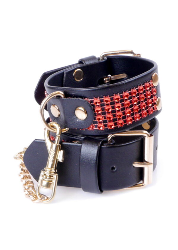 Fetish B   Series Handcuffs with cristals 3 cm Red Line - obrazek 4