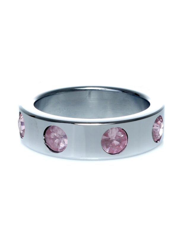 Pierścień Metal Cock Ring with Rose Diamonds Large - obrazek 4