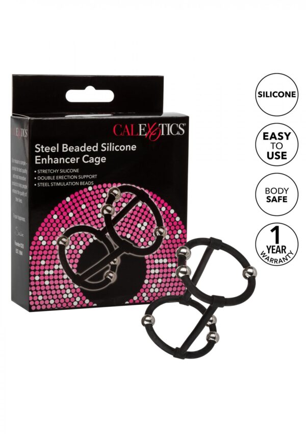 Beaded Silicone Enhancer Cage Black - obrazek 4