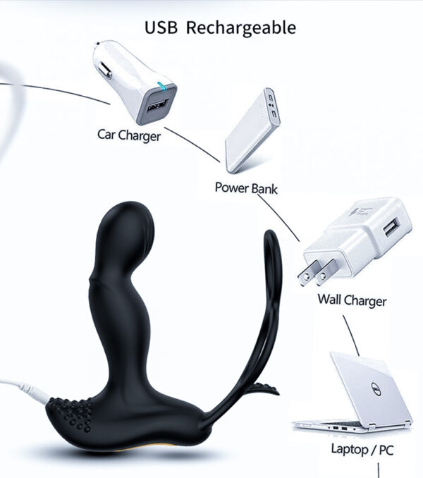Wibrator Silicone Massager 7 Function and Heating Function, Black - obrazek 4