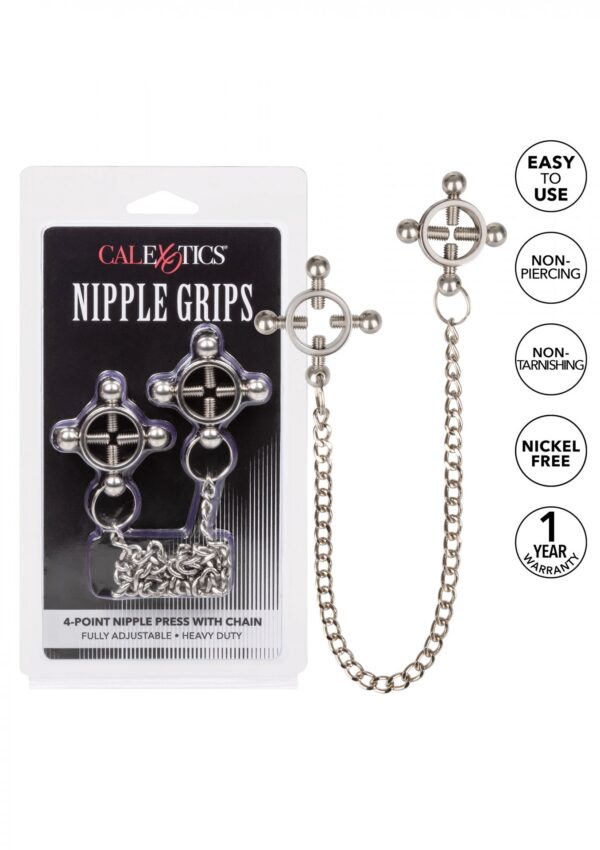 4 Point Nipple Press w Chain Black - obrazek 4