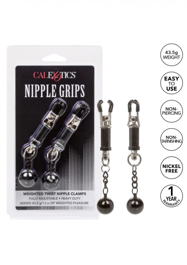 Weighted Twist Nipple Clamps Silver - obrazek 4