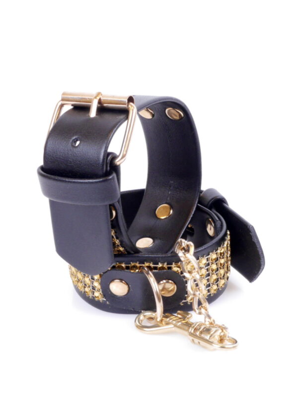 Fetish B   Series Handcuffs with cristals 3 cm Gold - obrazek 4