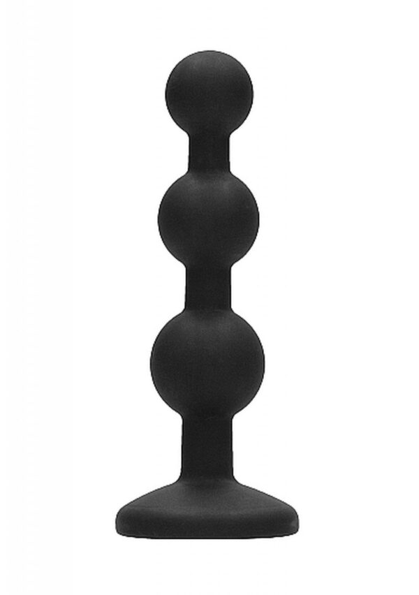 Silicone Beaded Diamond Butt Plug   Black - obrazek 4
