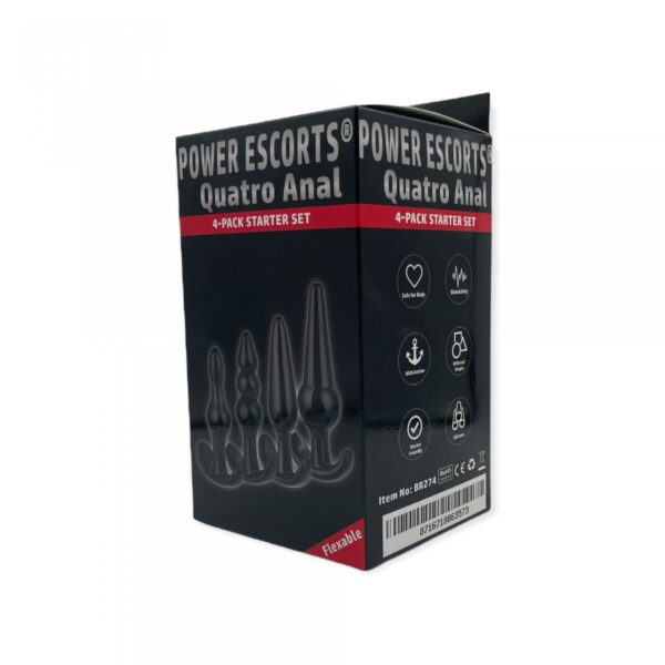 Plug Quatro Anal Plugs Starter Set  4 Pack Black - obrazek 4