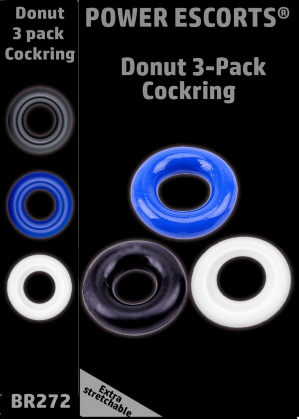 Ring Donut Cockring 3 Pack 3 colors blue/clear/black - obrazek 4