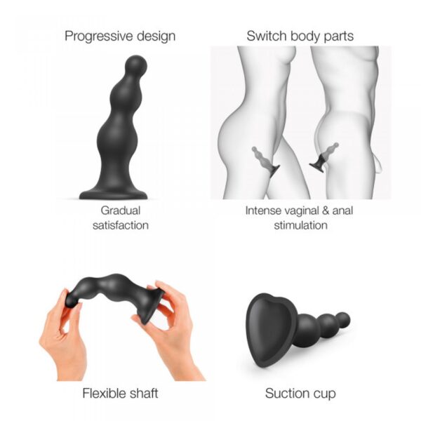 DILDO PLUG BEADS BLACK   S - obrazek 4