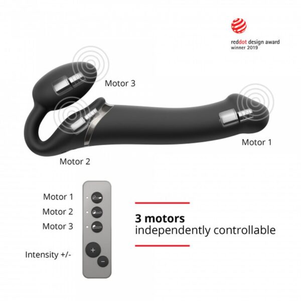 VIBRATING STRAP ON   M   BLACK - obrazek 4