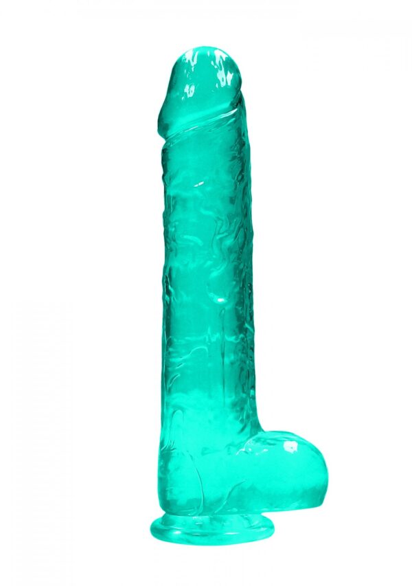 9 / 25 cm Realistic Dildo With Balls   Turquoise - obrazek 4