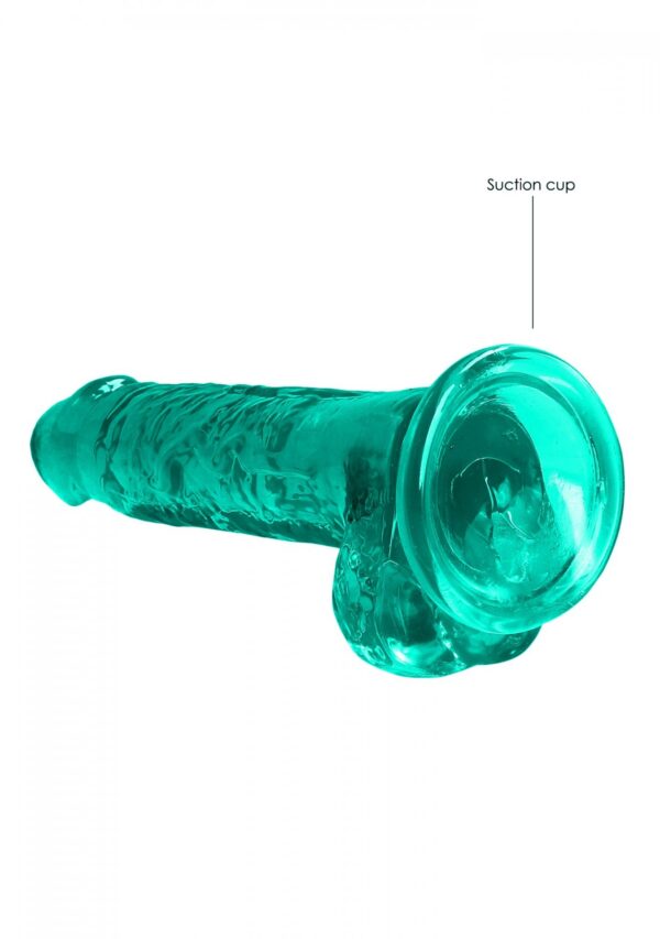 7 / 19 cm Realistic Dildo With Balls   Turquoise - obrazek 4
