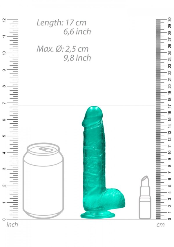 6 / 15 cm Realistic Dildo With Balls   Turquoise - obrazek 4