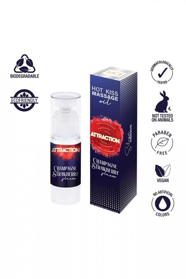 MASSAGE OIL  ATTRACTION CHAMPAGNE STRAWBERRY 50 ML - obrazek 4