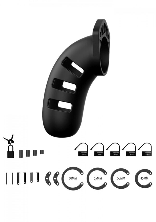 Model 21   Chastity   4.5   Silicone Cock Cage   Black - obrazek 4