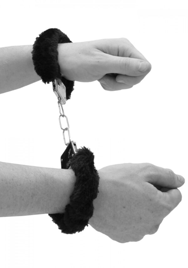 Pleasure Furry Hand Cuffs   With Quick Release Button - obrazek 4