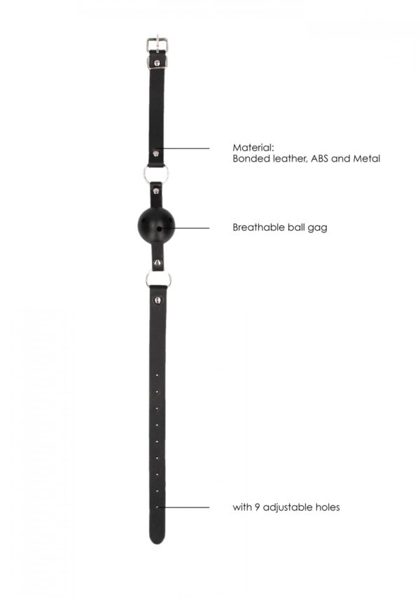 Breathable Ball Gag   With Bonded Leather Straps - obrazek 4